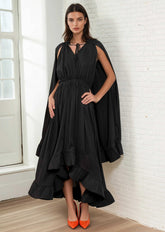 Boho Tie Neck Ruffle Midi Dress Dresses Kate Hewko Black One size 