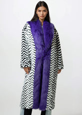 Bold Stripe Faux Fur Coat Outerwear Kate Hewko 