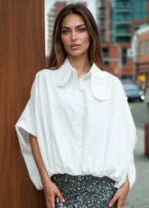 Bubble Hem Button Up Blouse Blouses Kate Hewko 