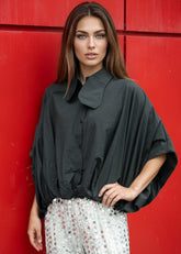 Bubble Hem Button Up Blouse Blouses Kate Hewko 