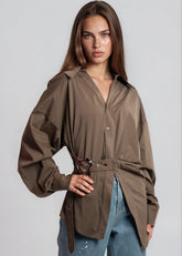 Buckle Wrap Button Up Shirt Blouses Kate Hewko 
