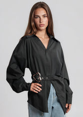 Buckle Wrap Button Up Shirt Blouses Kate Hewko 