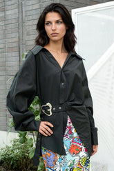 Buckle Wrap Button Up Shirt Blouses Kate Hewko 