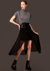 Buckled Side Slit Fishnet Skirt Skirts Kate Hewko Black S 
