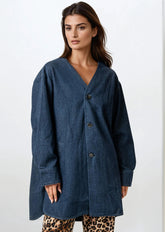 Buckled Wrap Denim Jacket Outerwear Kate Hewko 