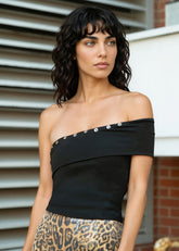 Buttoned One Shoulder Tank Top Tank Tops Kate Hewko 