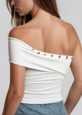 Buttoned One Shoulder Tank Top Tank Tops Kate Hewko 