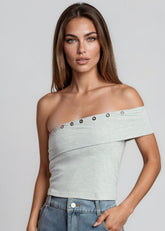 Buttoned One Shoulder Tank Top Tank Tops Kate Hewko 