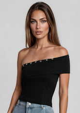 Buttoned One Shoulder Tank Top Tank Tops Kate Hewko 