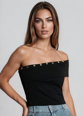 Buttoned One Shoulder Tank Top Tank Tops Kate Hewko 