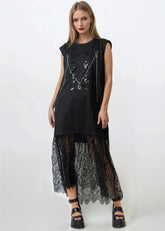 Chain-Link Embellished Lace Dress Dresses Kate Hewko 