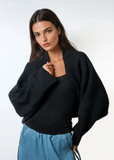 Chunky Knit Shrug Sweaters Kate Hewko One Size Black 