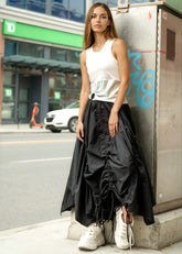 Cinched Hem Athleisure Skirt Skirts Kate Hewko Black One size 