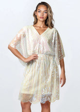 Cinched Sequin Batwing Mini Dress Dresses Kate Hewko 