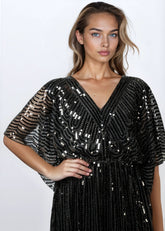 Cinched Sequin Batwing Mini Dress Dresses Kate Hewko 