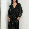 Cinched Sequin Batwing Mini Dress Dresses Kate Hewko Black One size 