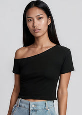 Cold Shoulder Cropped Tee Tees Kate Hewko Black One size 