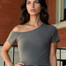 Cold Shoulder Cropped Tee Tees Kate Hewko Grey One size 