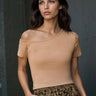 Cold Shoulder Cropped Tee Tees Kate Hewko Khaki One size 