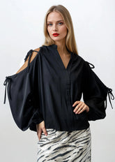Cold Shoulder Tie Up Blouse Blouses Kate Hewko 