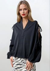 Cold Shoulder Tie Up Blouse Blouses Kate Hewko 