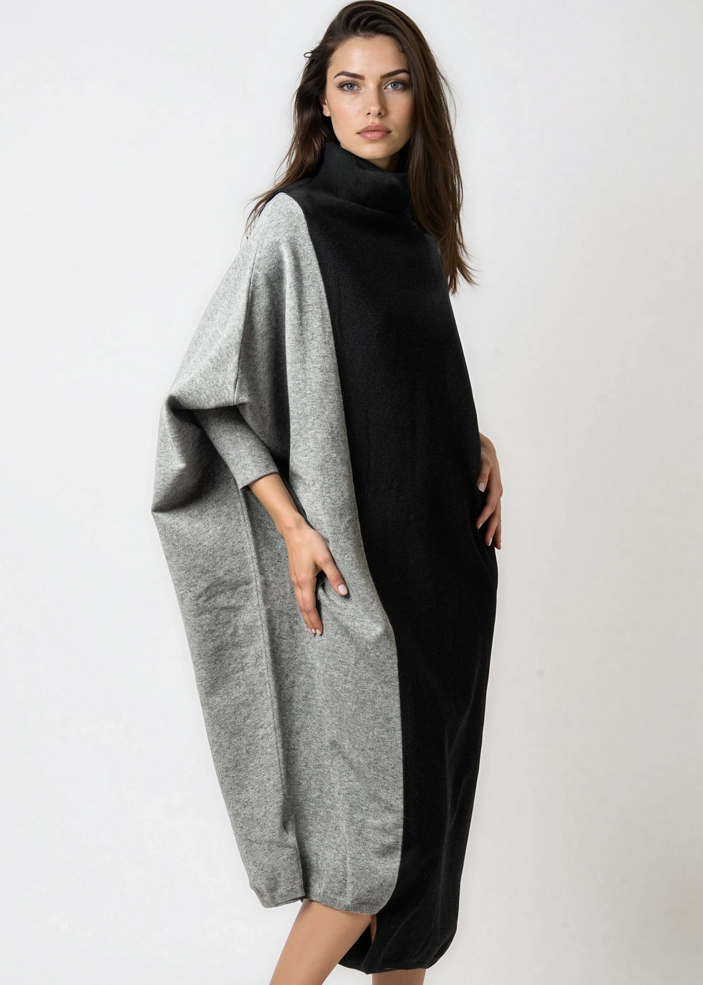 Color Block Turtleneck Sweater Dress - Kate Hewko Color Block Turtleneck Sweater Dress - Kate Hewko