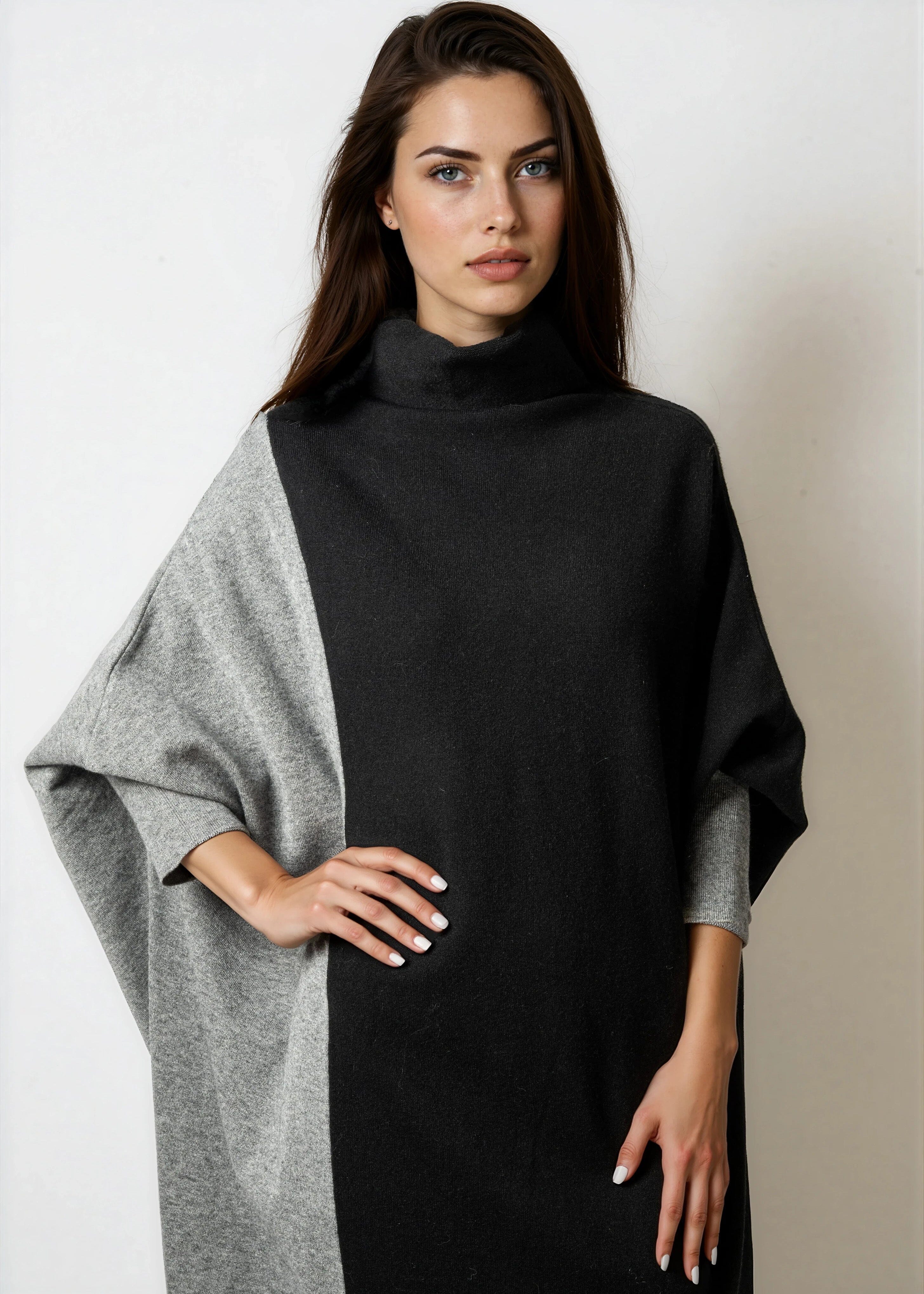 Color Block Turtleneck Sweater Dress - Kate Hewko Color Block Turtleneck Sweater Dress - Kate Hewko