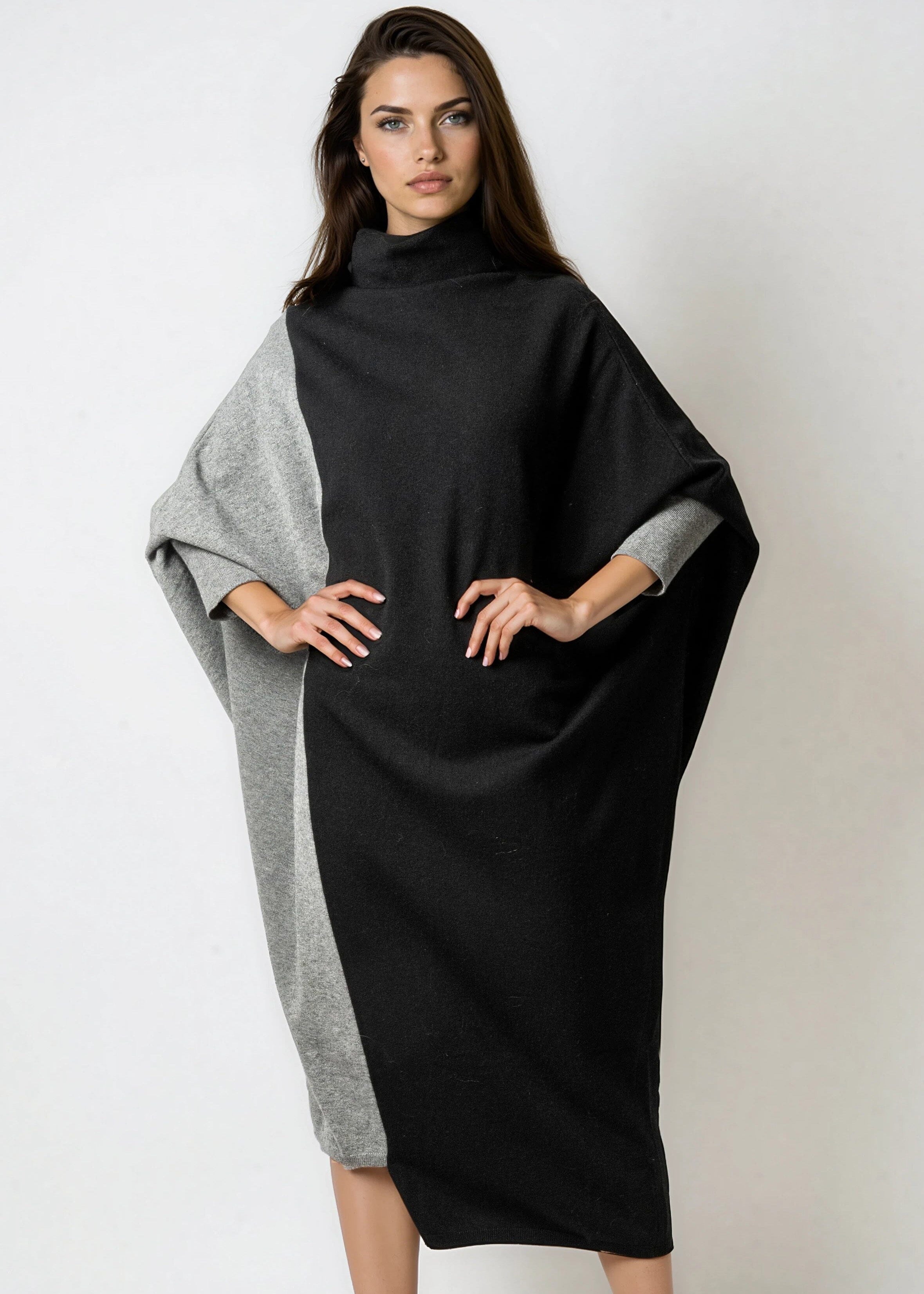Color Block Turtleneck Sweater Dress - Kate Hewko Color Block Turtleneck Sweater Dress - Kate Hewko