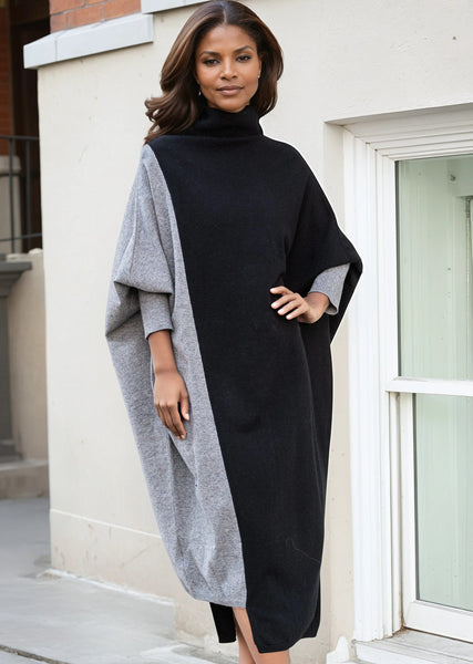 Color Block Turtleneck Sweater Dress