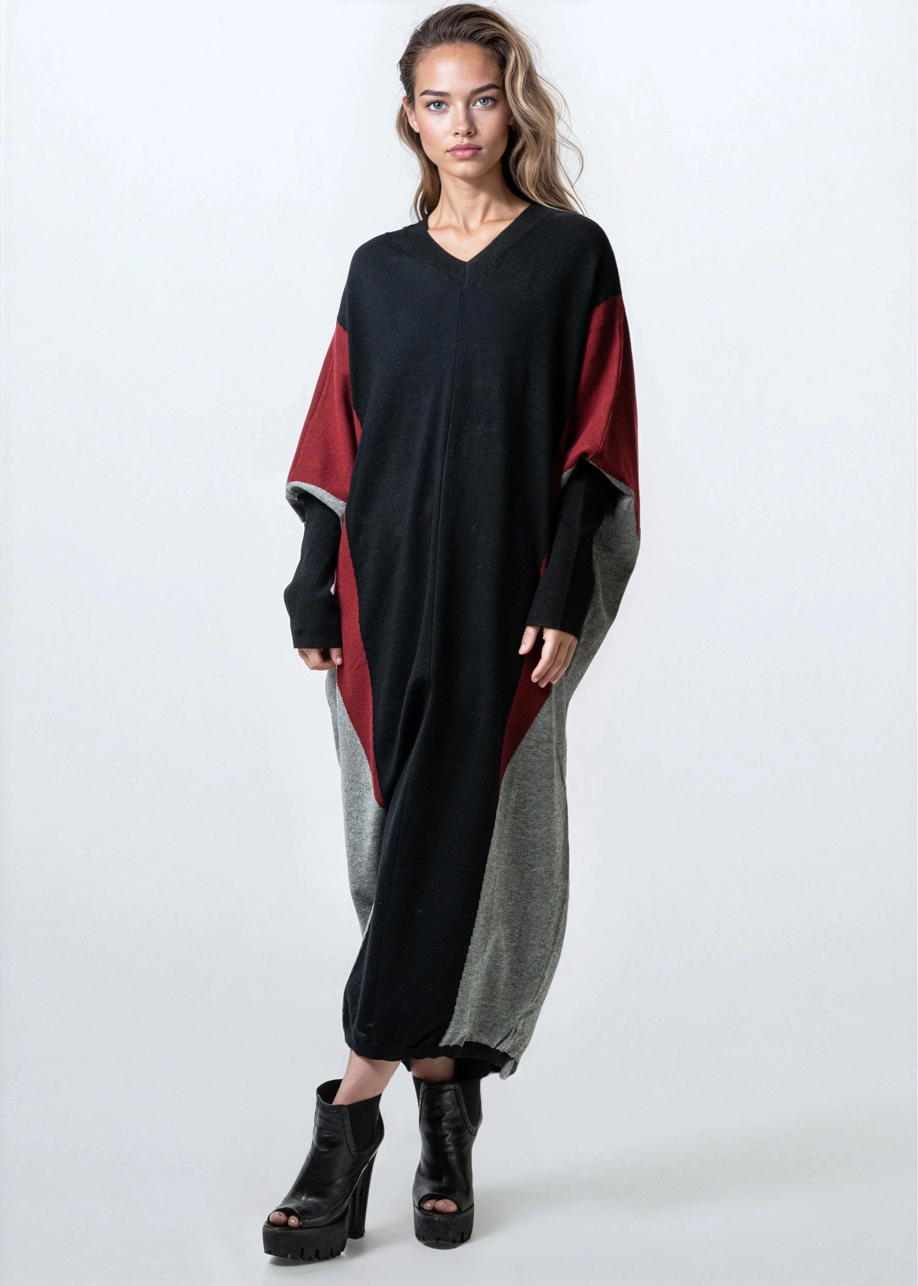 sweater dress ladies Colorblock Batwing Sweater Dress