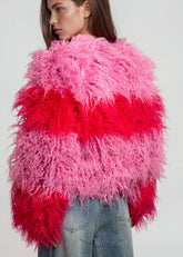 Colorblock Shaggy Faux Fur Jacket Outerwear Kate Hewko 