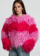 Colorblock Shaggy Faux Fur Jacket Outerwear Kate Hewko 