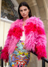 Colorblock Shaggy Faux Fur Jacket Outerwear Kate Hewko 