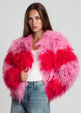 Colorblock Shaggy Faux Fur Jacket Outerwear Kate Hewko 