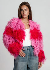 Colorblock Shaggy Faux Fur Jacket Outerwear Kate Hewko Multicolor S 