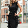 Contour Ruffle Midi Dress Dresses Kate Hewko Black S 