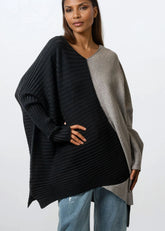 Contrast Texture Asymmetrical Sweater Sweaters Kate Hewko 