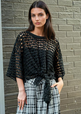 Crochet Asymmetrical Tee Tees Kate Hewko Black One size 
