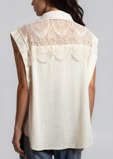 Crochet Lace Button Up Blouse Blouses Kate Hewko 