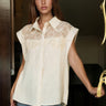 Crochet Lace Button Up Blouse Blouses Kate Hewko Cream One size 
