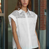 Crochet Lace Button Up Blouse Blouses Kate Hewko White One size 