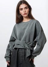 Cropped Buckled Sweatshirt Sweatshirts Kate Hewko 