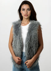 Cropped Faux Fur Vest Vests Kate Hewko 