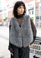Cropped Faux Fur Vest Vests Kate Hewko 