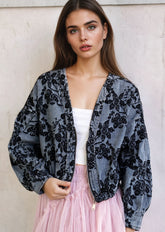 Cropped Floral Denim Jacket Outerwear Kate Hewko 