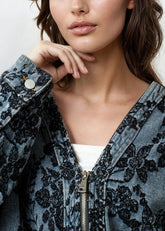 Cropped Floral Denim Jacket Outerwear Kate Hewko 