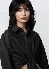 Cropped Front Tie Dress Shirt Blouses Kate Hewko 