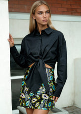 Cropped Front Tie Dress Shirt Blouses Kate Hewko 