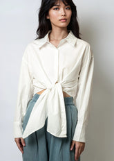 Cropped Front Tie Dress Shirt Blouses Kate Hewko 