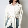 Cropped Front Tie Dress Shirt Blouses Kate Hewko 